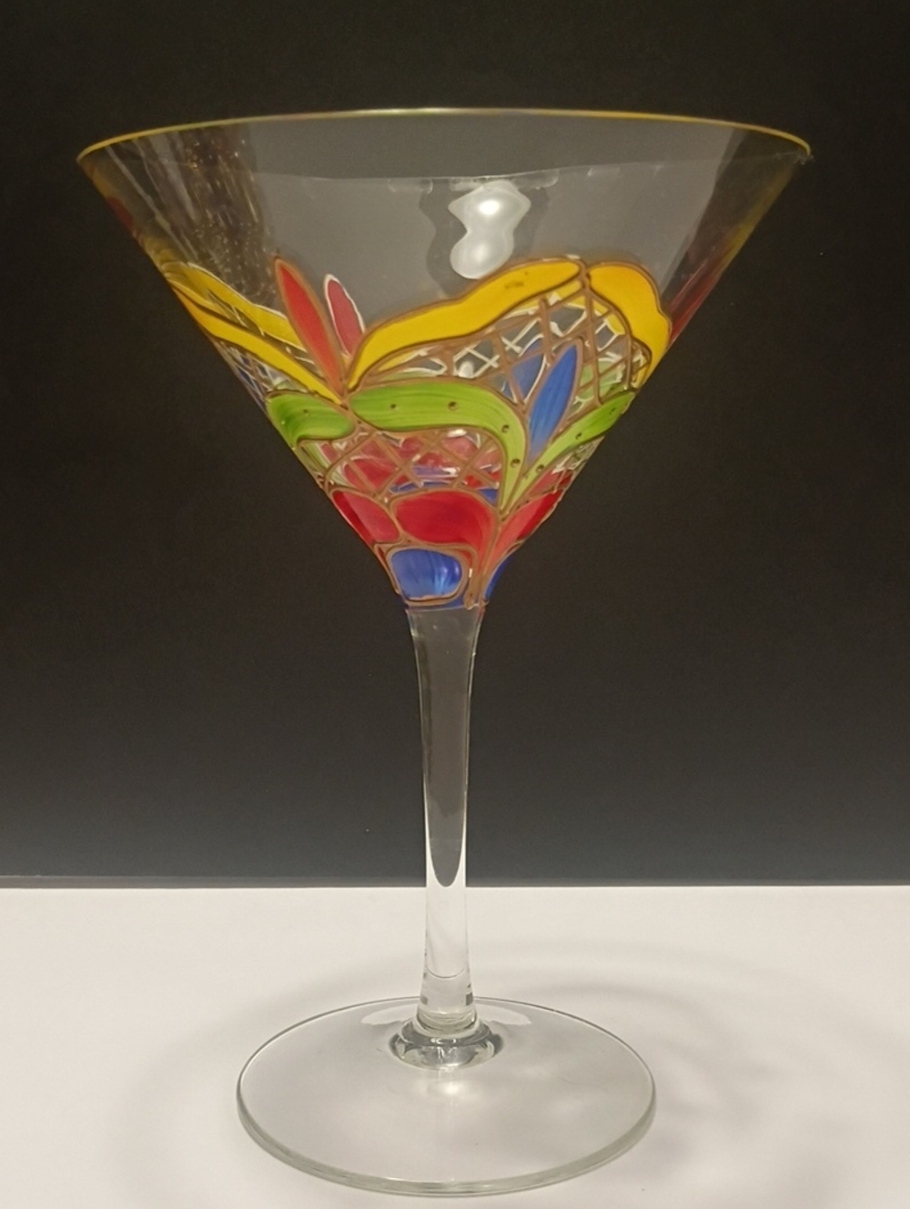 Hand-Painted Multicolor Martini Glass